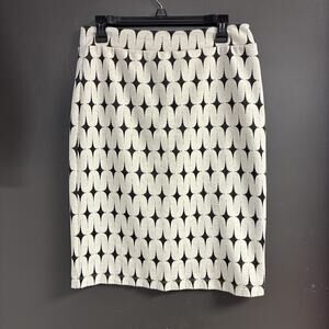 Renee C. SKIRT Women's Size Medium Geometric Print Bodycon Off White USA